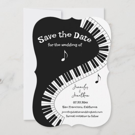 Creative Musicians Piano Keys Save the Date Einladung (Vorderseite)