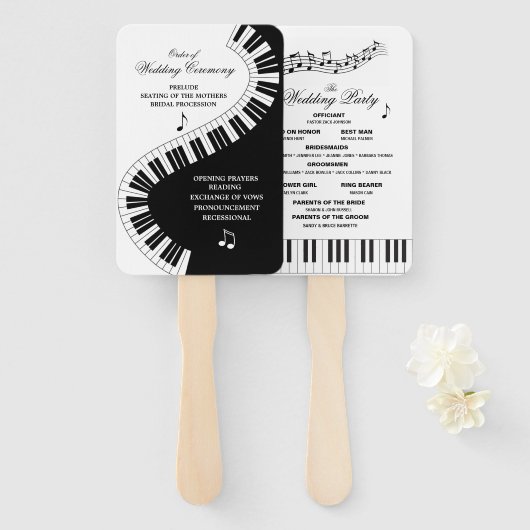 Creative Musicians Piano Keys Wedding Program Fächer (Vorne und Hinten)