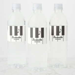 Creative Musicians Piano Keys Wedding Wasserflaschenetikett