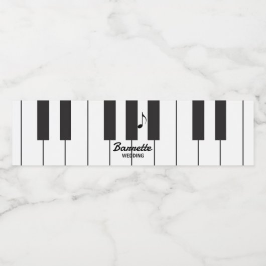 Creative Musicians Piano Keys Wedding Wasserflaschenetikett (Einzelnes Label)
