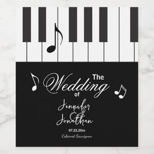 Creative Musicians Piano Keys Wedding Weinetikett (Einzelnes Label)