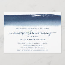 Creative Navy Blue Watercolor Annaprashan