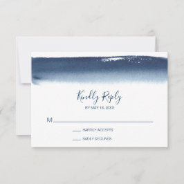 Creative Navy Blue Watercolor Moderne Hochzeit RSVP Karte