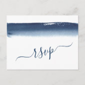 Creative Navy Blue Watercolor Wedding RSVP Einladungspostkarte (Vorderseite)