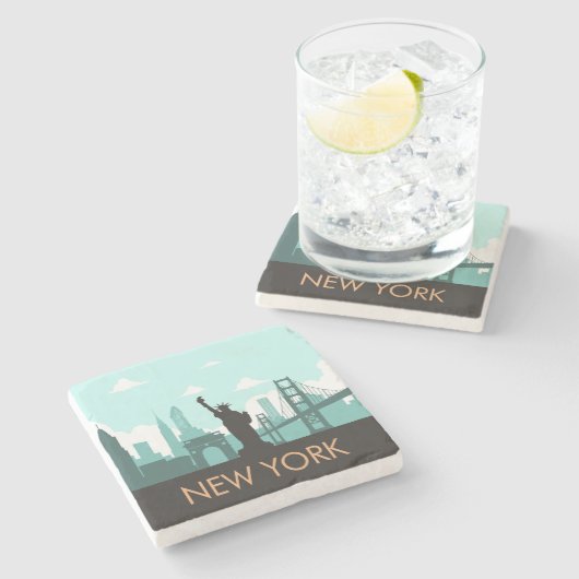 Creative New York Skyline Steinuntersetzer (Seitenansicht)