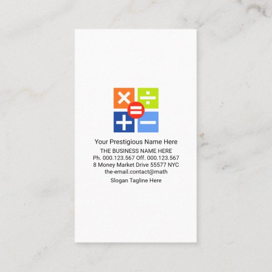 Creative Numbers Symbole Visitenkarte (Rückseite)