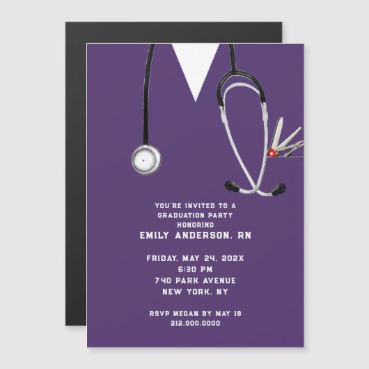 Creative Nurse Grad Party Magneteinladung (Vorne/Hinten)