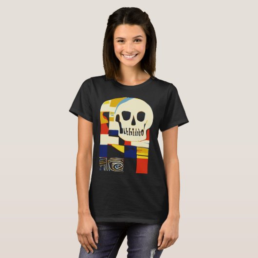 Creative Patchwork Skull Abstract Shapes Artful Gr T-Shirt (Vorne ganz)