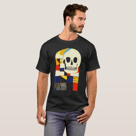 Creative Patchwork Skull Abstract Shapes Artful Gr T-Shirt (Vorne ganz)