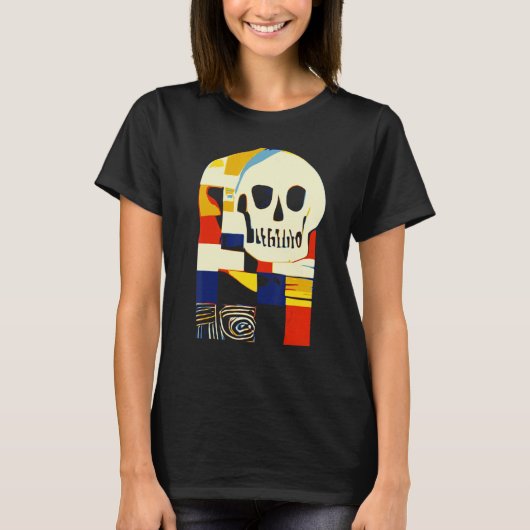 Creative Patchwork Skull Abstrakte Formen Artful G T-Shirt (Vorderseite)
