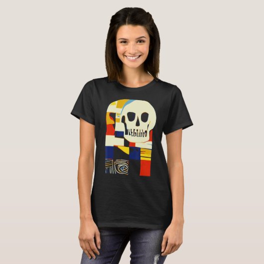 Creative Patchwork Skull Abstrakte Formen Artful G T-Shirt (Vorne ganz)