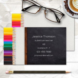 Creative Pencils Chalkboard Teacher Visitenkarte