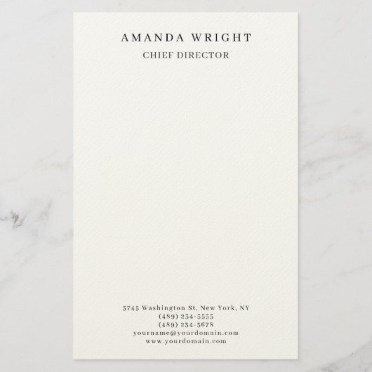 Creative Plain Simple White Attractive Stylish Briefpapier (Vorderseite)