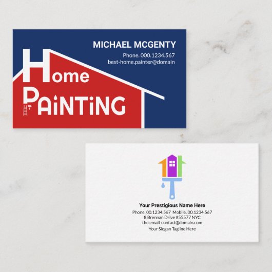 Creative Red Zuhause Rooftop Gebäude Malerei Visitenkarte (Vorne/Hinten)