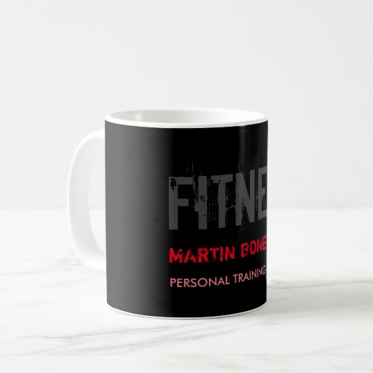 Creative Retro Black Gray Dynamic Personal Trainer Kaffeetasse (Vorderseite Links)