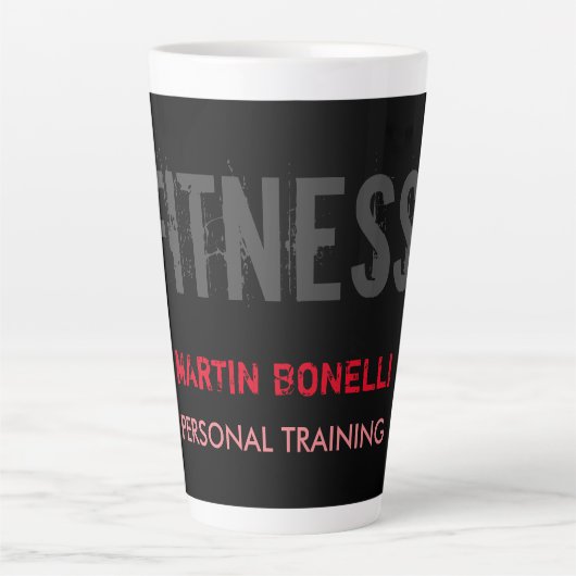 Creative Retro Black Gray Dynamic Personal Trainer Milchtasse (Vorderseite)