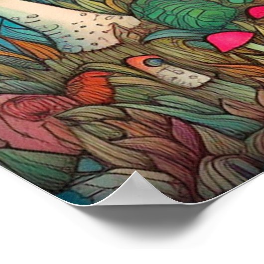 Creative Retro Psychedelic Mushroom Illustration Poster (Ecke)