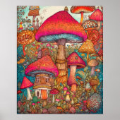 Creative Retro Psychedelic Mushroom Illustration Poster (Vorne)