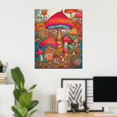 Creative Retro Psychedelic Mushroom Illustration Poster (Heimbüro)