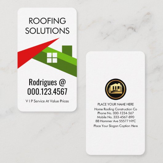 Creative Rooftop Building Roofer Visitenkarte (Vorne/Hinten)