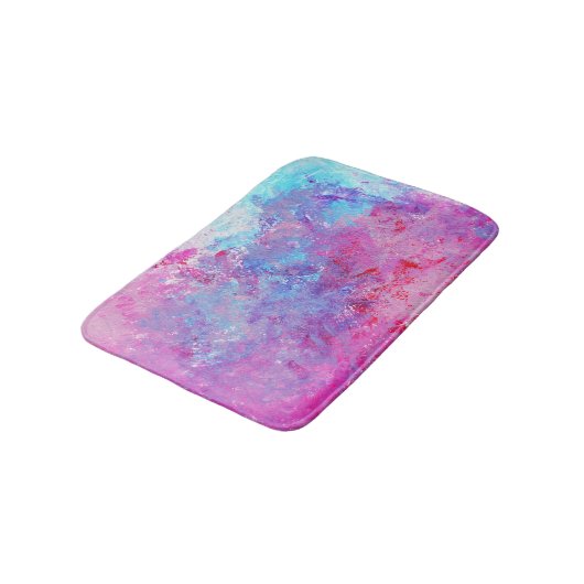 Creative rosa-blaue Textur, Farbblöcke. Badematte (Schrägansicht)