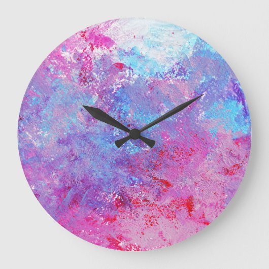 Creative rosa-blaue Textur, Farbblöcke. Große Wanduhr (Vorderseite)