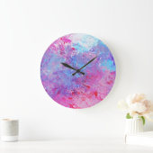 Creative rosa-blaue Textur, Farbblöcke. Große Wanduhr (Zuhause)