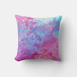 Creative rosa-blaue Textur, Farbblöcke. Kissen