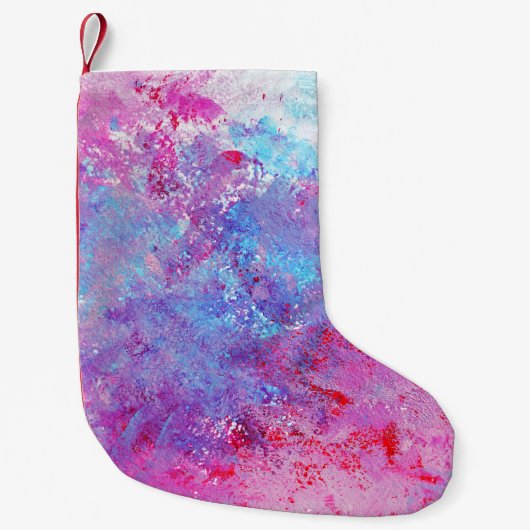 Creative rosa-blaue Textur, Farbblöcke. Kleiner Weihnachtsstrumpf (Vorderseite)