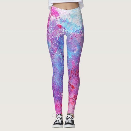 Creative rosa-blaue Textur, Farbblöcke. Leggings (Vorderseite)