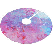 Creative rosa-blaue Textur, Farbblöcke. Polyester Weihnachtsbaumdecke (Schrägansicht)