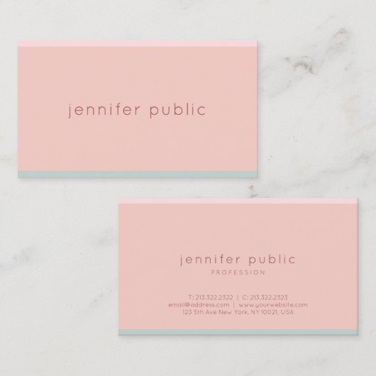 Creative rosa grüne moderne, einfache Vorlage Chic Visitenkarte (Vorne/Hinten)