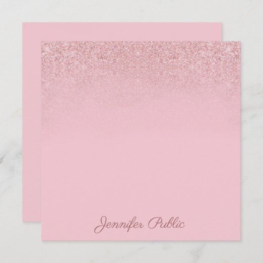 Creative Rose Gold Calligraphy Script Text Elegant Mitteilungskarte (Vorne/Hinten)