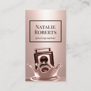 Creative Rose Gold Splash Camera Fotografie Visitenkarte