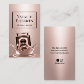 Creative Rose Gold Splash Camera Fotografie Visitenkarte (Vorne/Hinten)