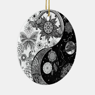 Creative Schwarz-weiß Yin Yang Night Day Mandala Keramik Ornament