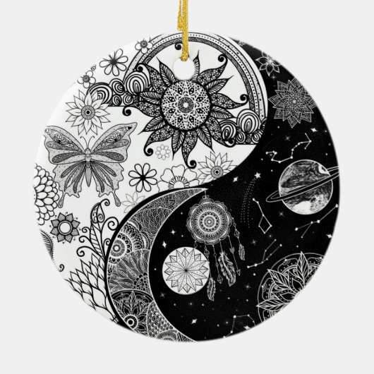 Creative Schwarz-weiß Yin Yang Night Day Mandala Keramik Ornament (Hinten)