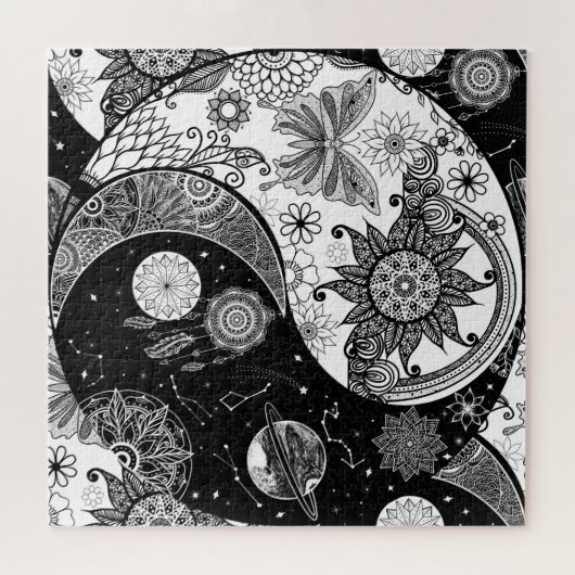 Creative Schwarz-weiß Yin Yang Night Day Mandala Puzzle (Horizontal)