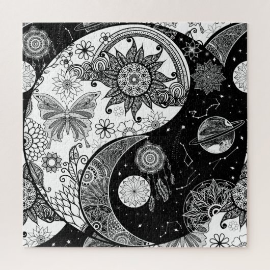 Creative Schwarz-weiß Yin Yang Night Day Mandala Puzzle (Vertikal)