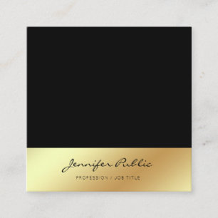 Creative Script Black Gold Trendy Mode Quadratische Visitenkarte