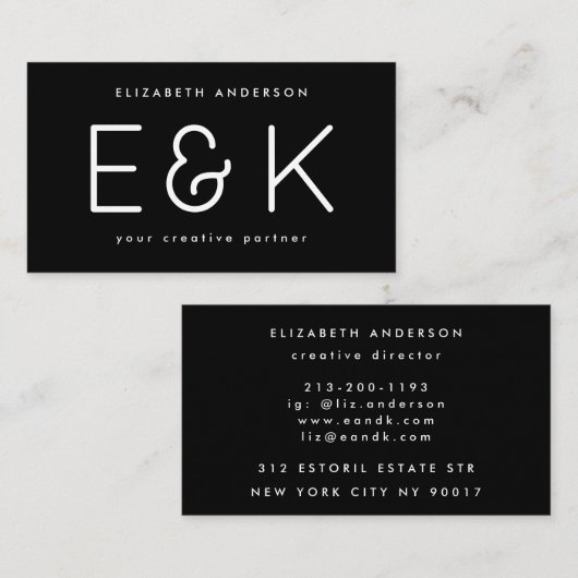Creative Script Bold Big Monogram Modern Simple Visitenkarte (Vorne/Hinten)
