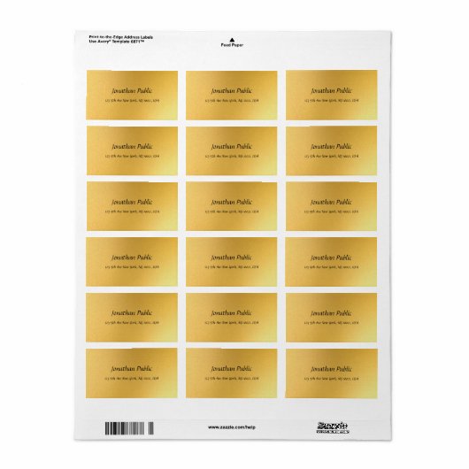 Creative Script Gold Template Moderne Adresse Adressaufkleber (Vorne)