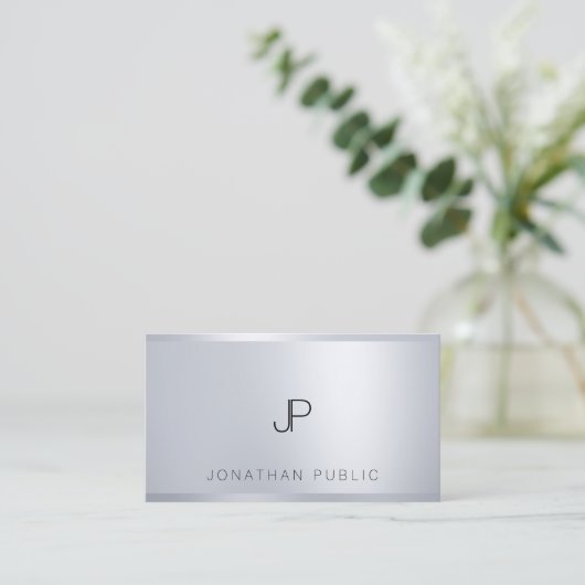 Creative Silver Template Elegante Monogram Modern Visitenkarte (Stehend Vorderseite)