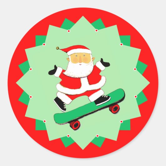 Creative Skateboarding Weihnachtsfeiertag Runder Aufkleber (Vorderseite)
