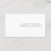 Creative Sleek Modernes Design Elegante Weiß Schli Visitenkarte (Rückseite)