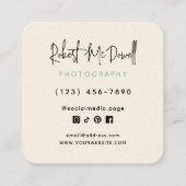 Creative social media mint cream photographer quadratische visitenkarte (Rückseite)