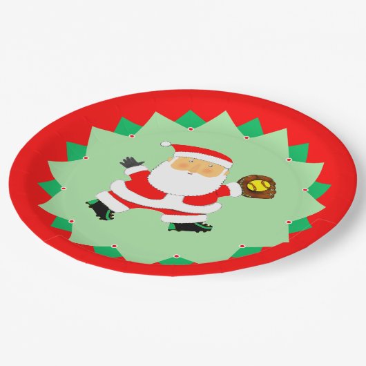 Creative Softball Christmas Holiday Pappteller (Schrägansicht)