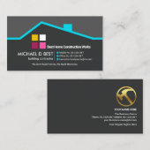 Creative Stylish Blue Rooftop Builder Handyman Visitenkarte (Vorne/Hinten)