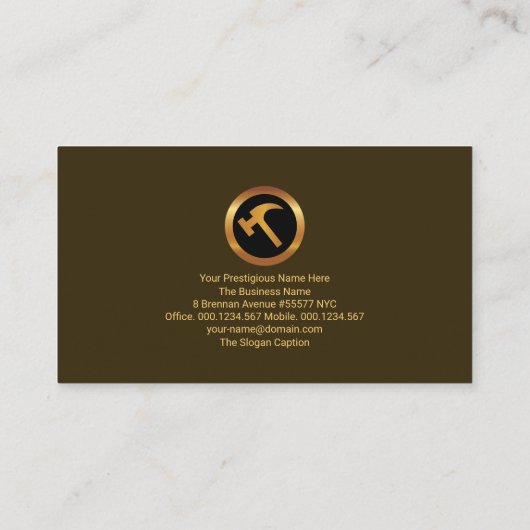 Creative Stylish Gold Gebäude Frame Construction Visitenkarte (Rückseite)