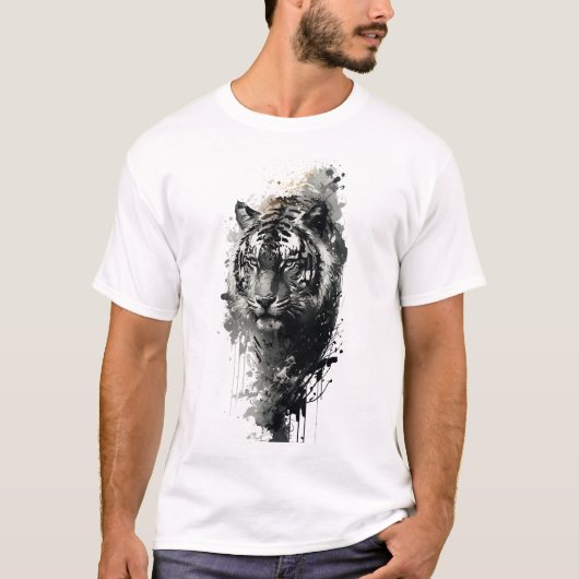 Creative Stylish Watercolor Tiger Head T - Shirt (Vorderseite)